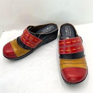 Spring Step Women's Leather Mules - Red, Yellow, Black